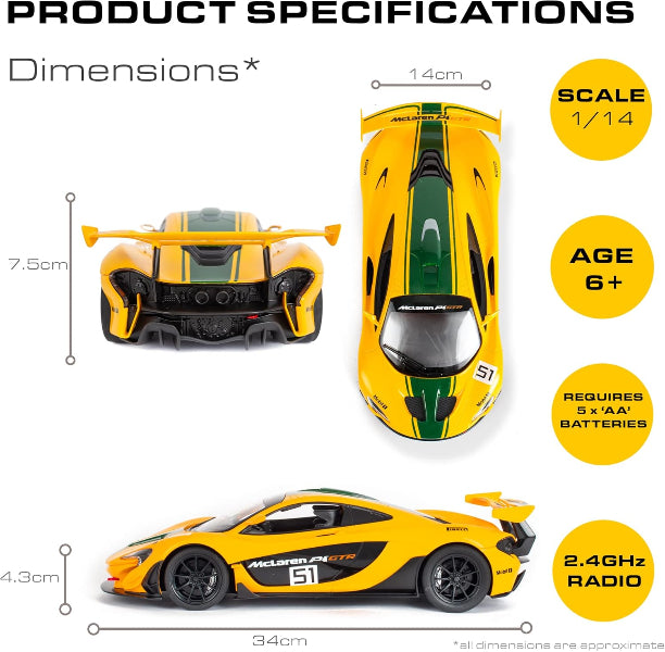 KandyToys 1:14 Scale RC McLaren P1 GTR Remote Control Car