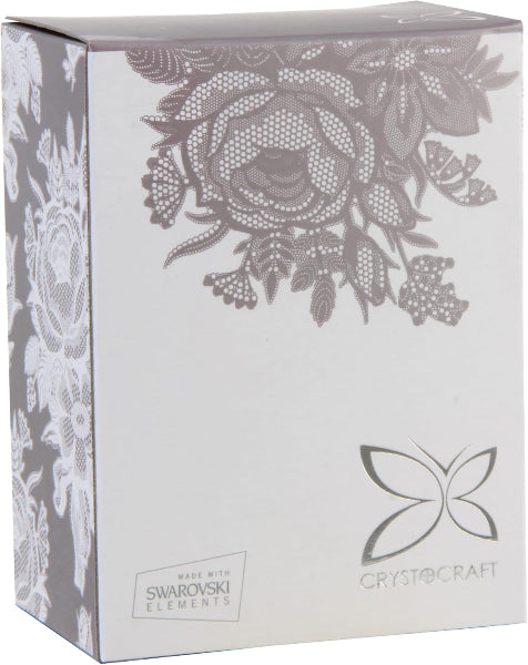 Decorative box with floral design and Swarovski logo