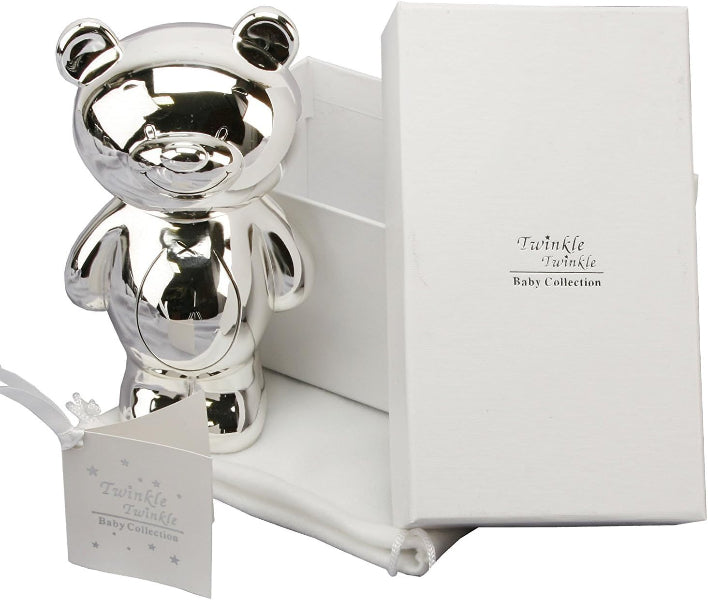 Twinkle Twinkle Silver-plated Bear Money Box
