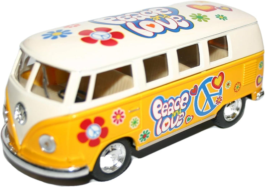 Volkswagen Campervan 1:32 Die Cast With Peace And Love Hippy Design