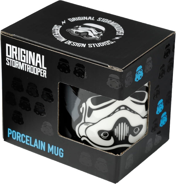 Porcelain mug with stormtrooper design in packaging, featuring 'Original Stormtrooper' branding.