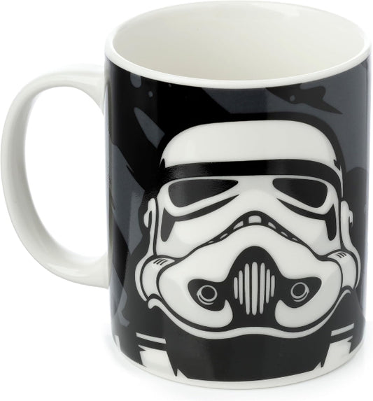 Mug with a stormtrooper helmet design on a black background