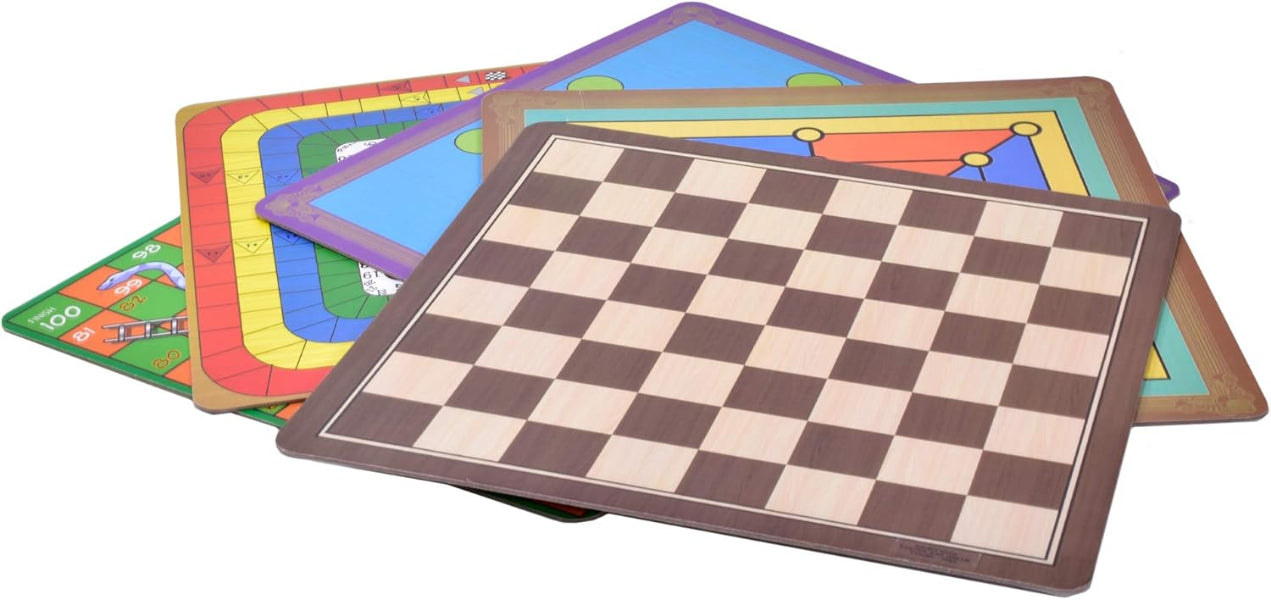 Checkered game board with colorful borders on a white background