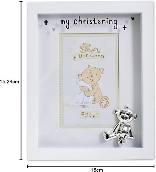 Button Corner MDF Photo Frame and Icon "My Christening" 4"x 6"