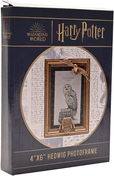 Harry Potter Hedwig photo frame packaging with an owl illustration on a blue background