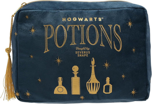 Blue pouch with gold text and potion icons on a white background