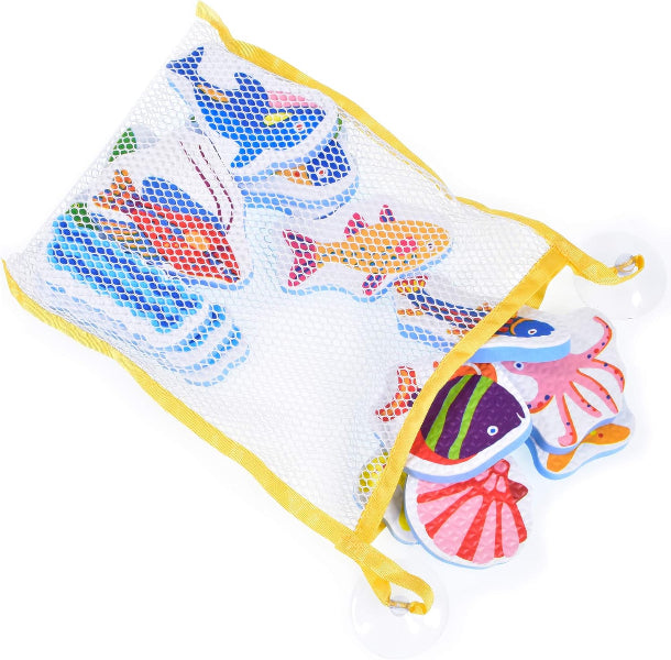 Kandy Toys 16 Piece Sea Animals Foam Bath Stickers Toys in Hanging Bag