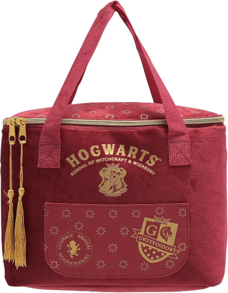 Red bag with 'Hogwarts' and Gryffindor logos on a white background