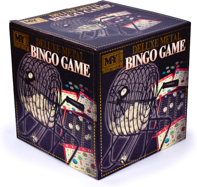 Boxed Bingo game with vintage design elements on a white background
