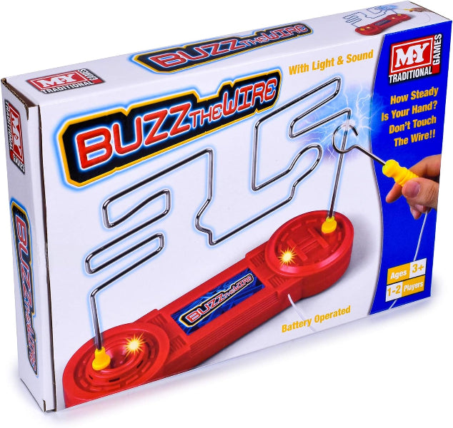 Box of Buzz the Wire game with red and blue design