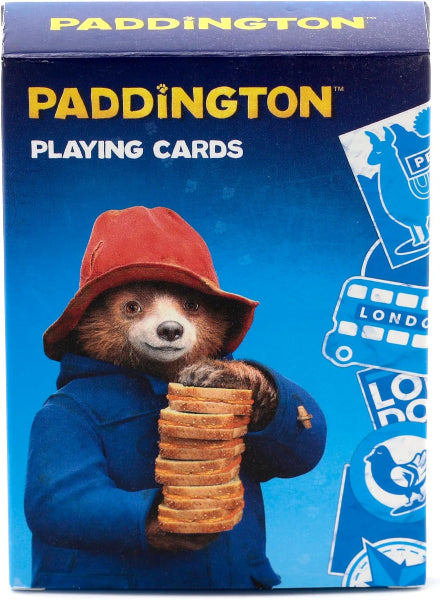 Paddington Bear playing cards packaging with blue background