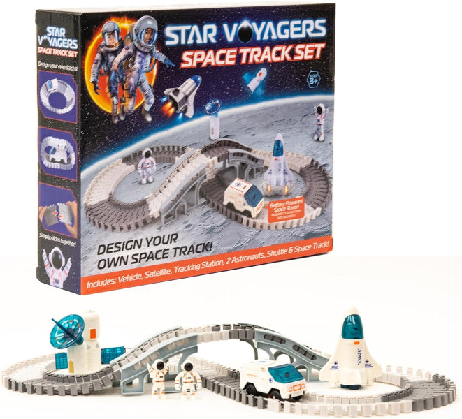 Star Voyagers Space Track Set packaging with space-themed elements and track set on a white background