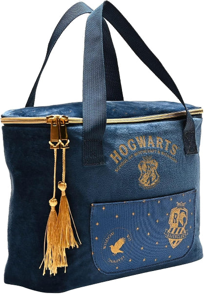 Blue bag with 'Hogwarts' and school crest design on a white background