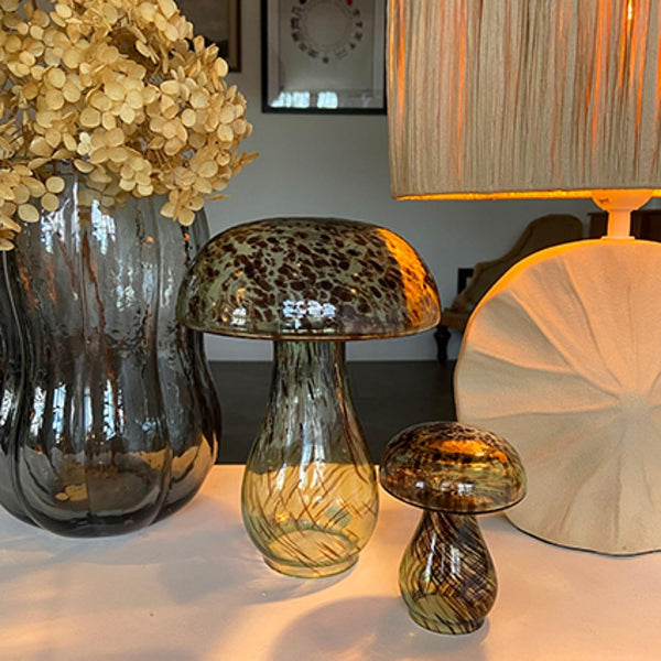 Hestia Glass Mushroom Vase Ornament - Small Earthy Colours