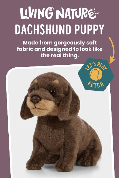 Living Nature Plush Sausage Dog Dachshund Puppy Soft Toy, 16cm