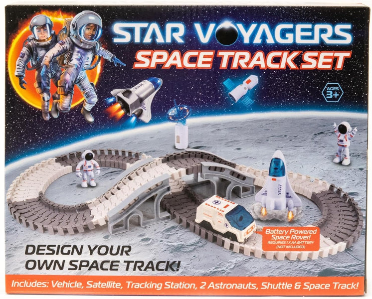 Star Voyagers Space Track Set packaging with space-themed graphics and toy elements.