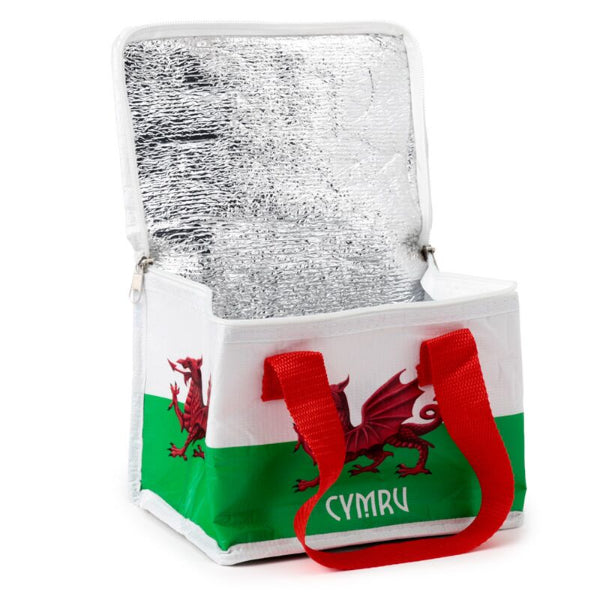 Snow globe with Welsh flag design and 'Cymru' text on a white background