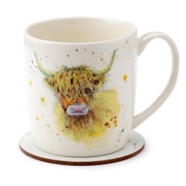 Mug with a highland cow design on a white background