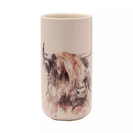 Meg Hawkins Tall Ceramic Highland Cow Vase