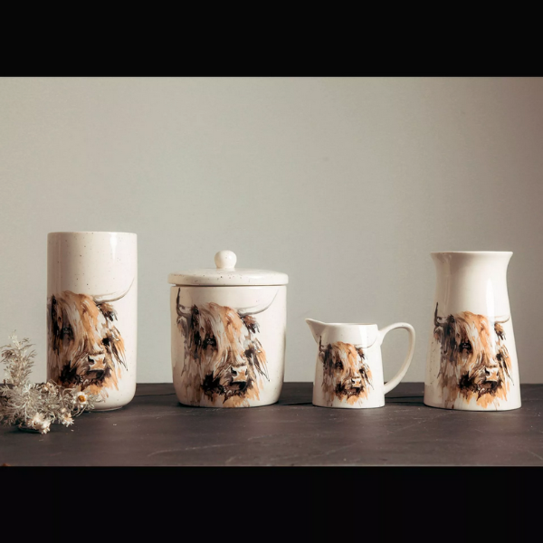 Meg Hawkins Tall Ceramic Highland Cow Vase
