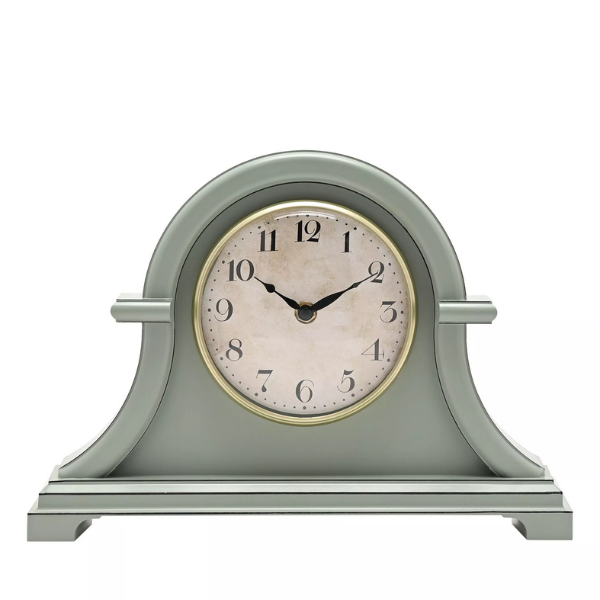 Hometime Broken Arch Mantel Clock Sage Green