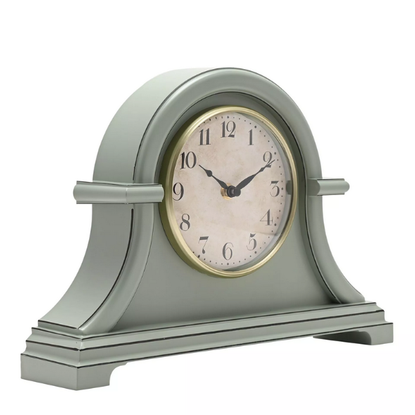 Hometime Broken Arch Mantel Clock Sage Green