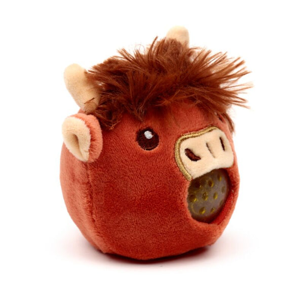 Plush toy resembling a boar on a white background