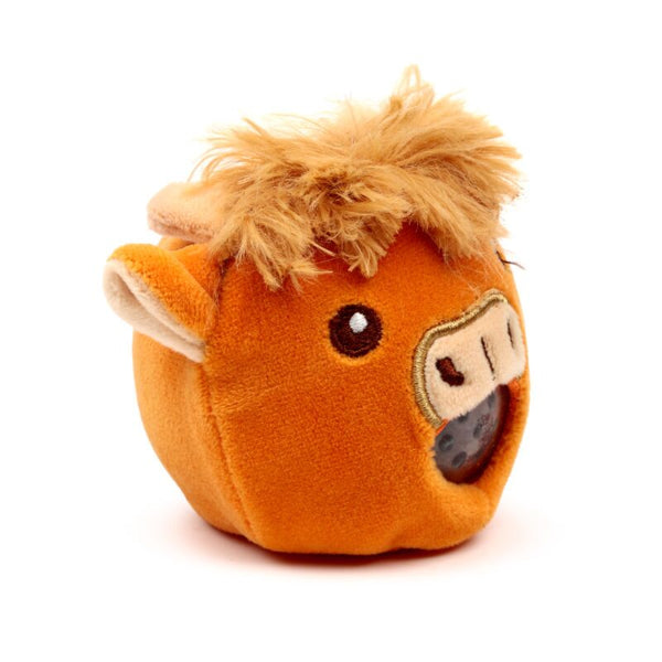 Plush toy resembling a horse head on a white background