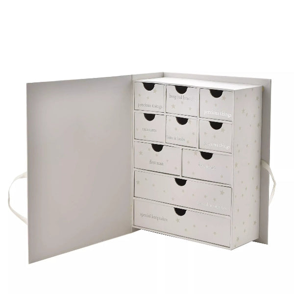 Storage unit with multiple drawers on a white background