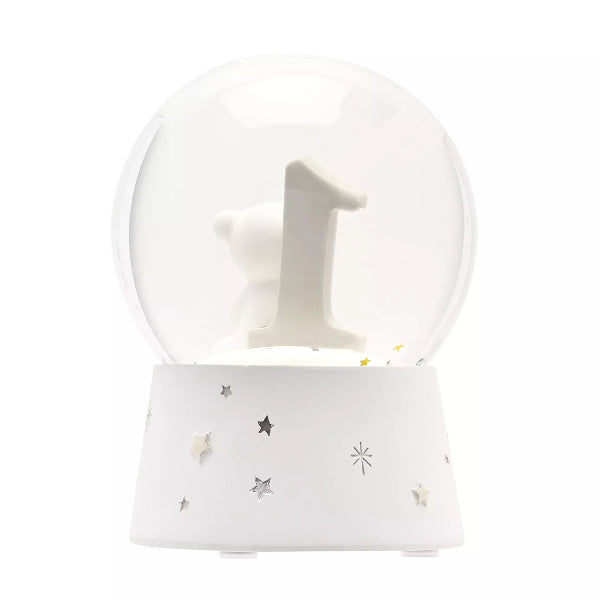 Snow globe with number '1' inside on a white background