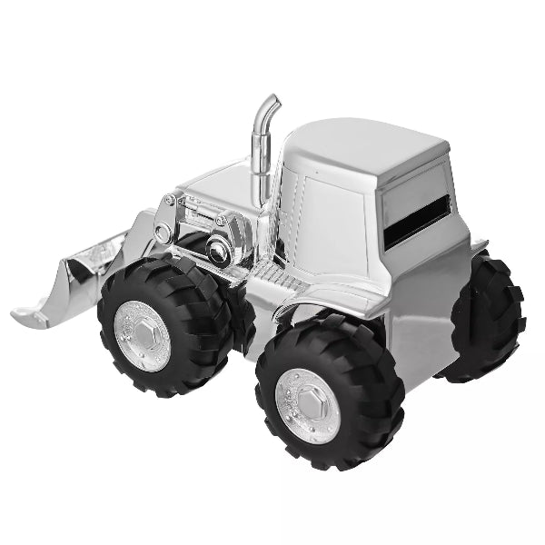 Model of a bulldozer on a white background