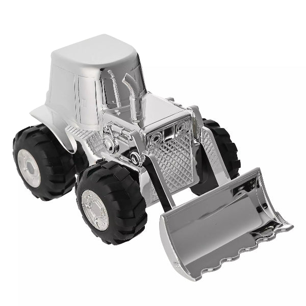 Model of a bulldozer on a white background