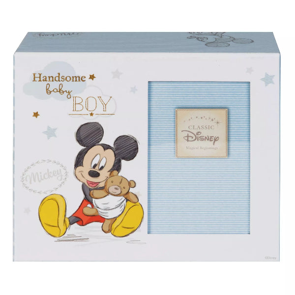 Disney baby gift set packaging with Mickey Mouse illustration and text 'Handsome baby boy'.