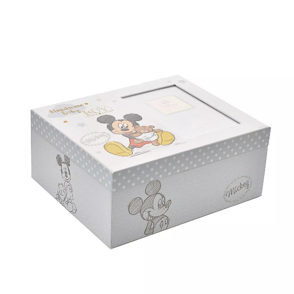 White storage box with Mickey Mouse design on a white background
