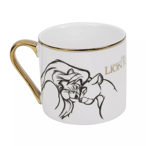 Mug with 'The Lion King' design featuring Simba and Nala on a white background