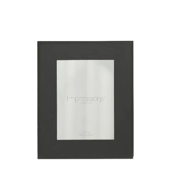 Black photo frame with 'impressions' branding on a white background