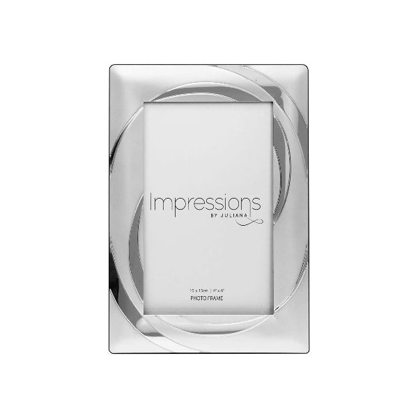 Silver photo frame with 'Impressions by Julianne' branding on a white background