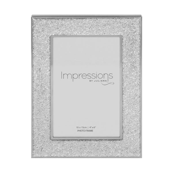 Impressions Silver Colour Photo Frame with Glitter Band 4"x6"