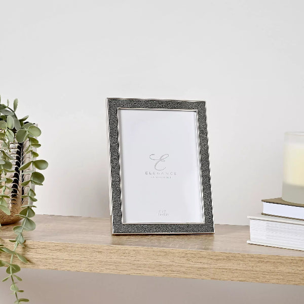 Impressions Elegance Metal Plated Grey Faux Shagreen Frame 5" x 7"