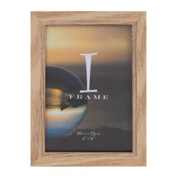 Wooden photo frame with a sunset design and 'I Frame' branding on a white background