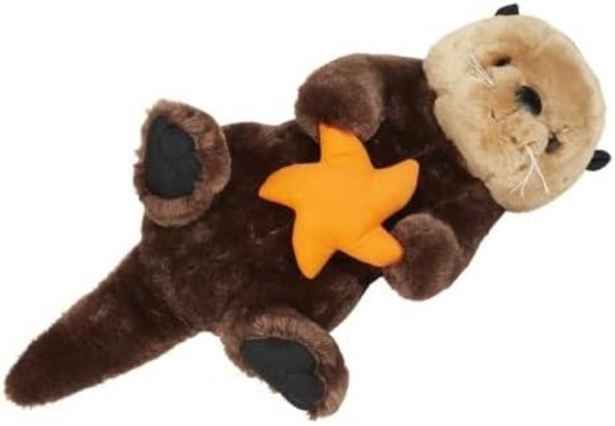 Plush toy resembling an otter with a yellow star on a white background