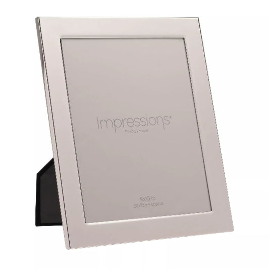 Silver photo frame with 'Impressions' branding on a white background