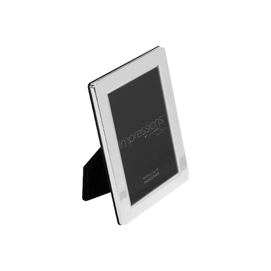 Silver photo frame with 'impressions' branding on a white background