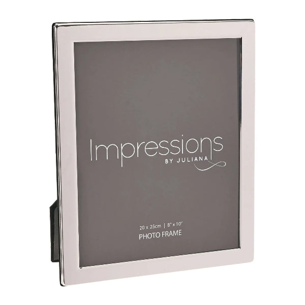 Silver photo frame with 'Impressions by Juliana' branding on a white background