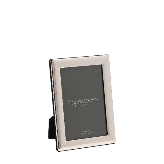 Silver photo frame with 'Impressions' branding on a white background