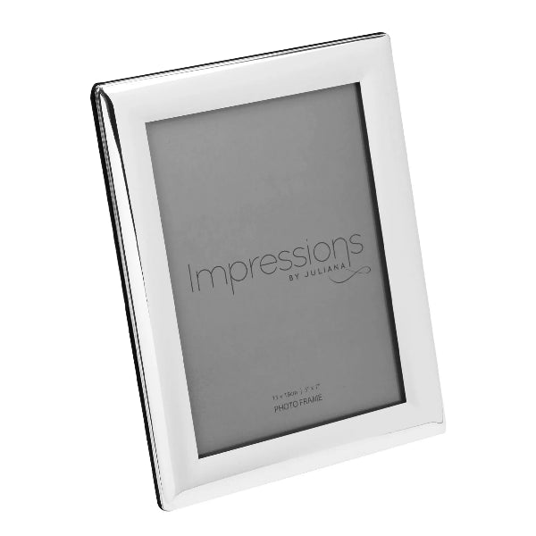 Silver photo frame with 'Impressions by Juliana' branding on a white background