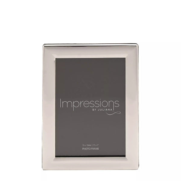 Silver photo frame with 'Impressions by Juliana' branding on a white background