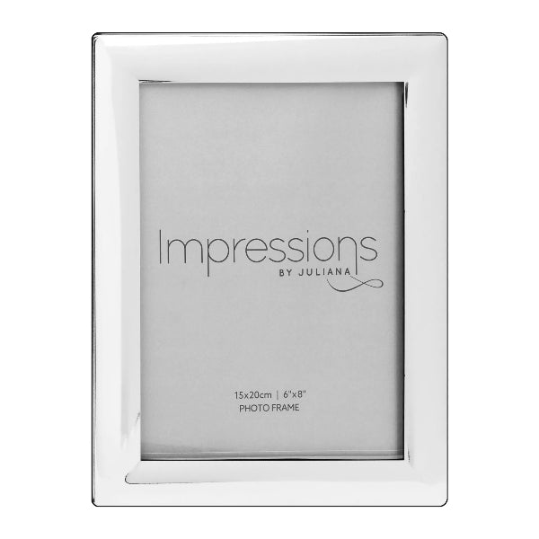 Silver photo frame with 'Impressions by Juliana' branding on a white background