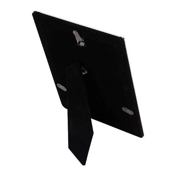 Black tablet case with a stand feature on a white background