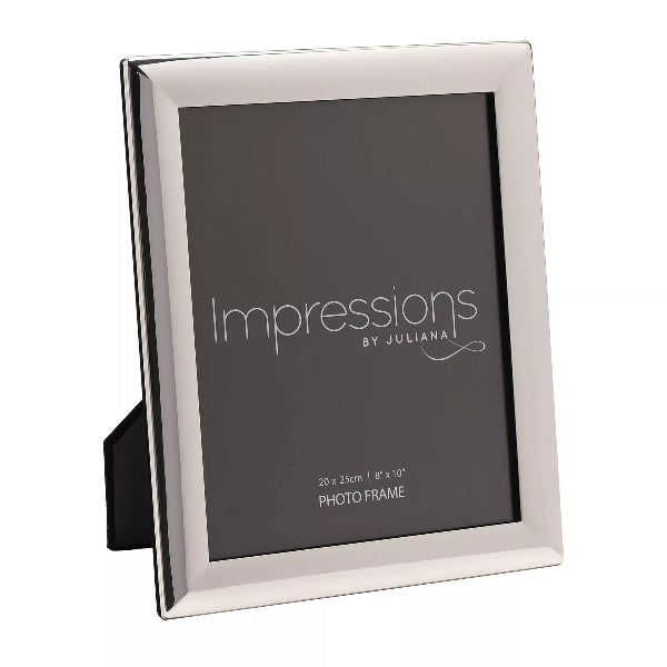 Silver photo frame with 'Impressions by Juliana' branding on a white background